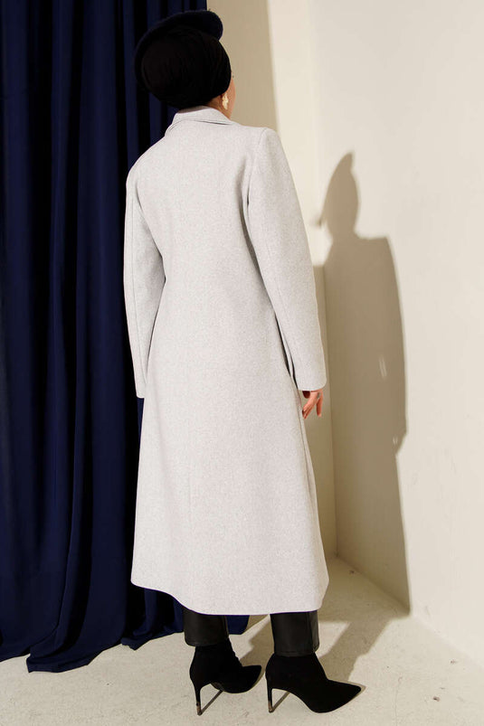 Side Laced Cashmere Coat Gray