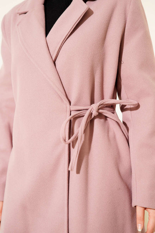 Side Tied Cashmere Coat Powder