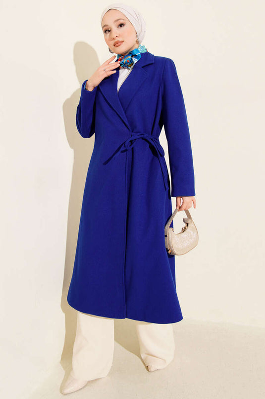 Side Laced Cashmere Coat Saxe