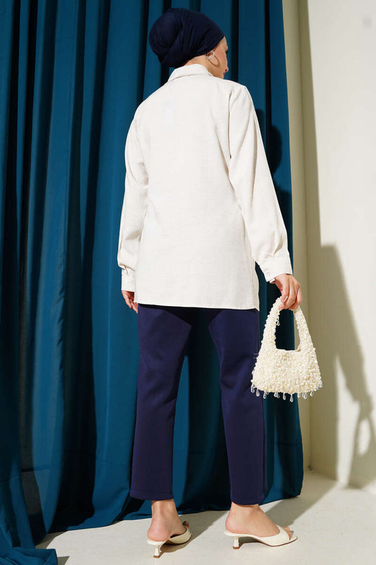 Side Tie Detail Shirt Beige