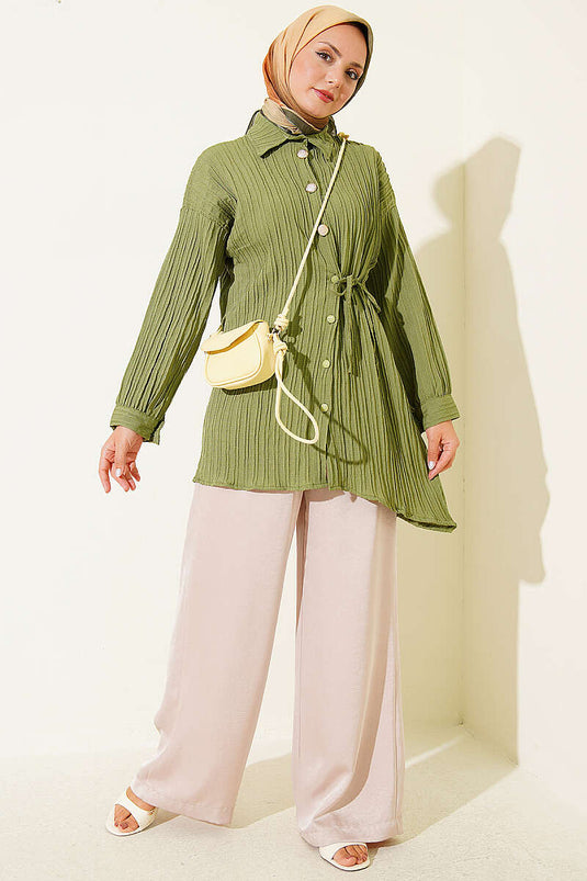 Chemise Rayée Haki À Boutons