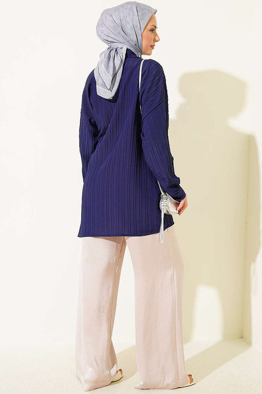 Chemise Rayée Marine À Nœud