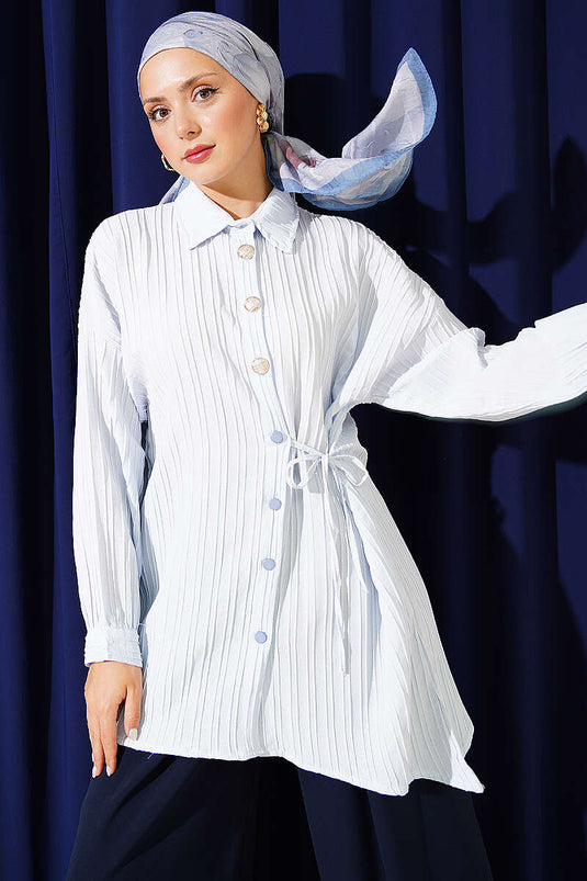 Chemise Rayée À Nœud Bleu
