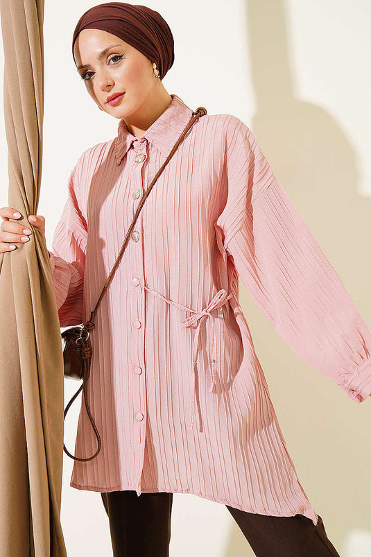 Roze Gestreepte Shirt Met Bindeband