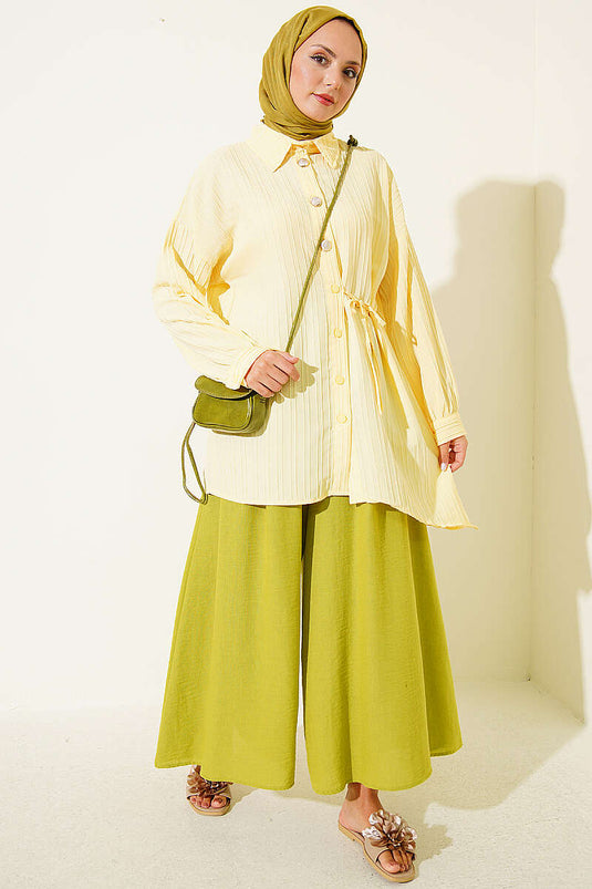 Chemise Rayée À Nœud Jaune
