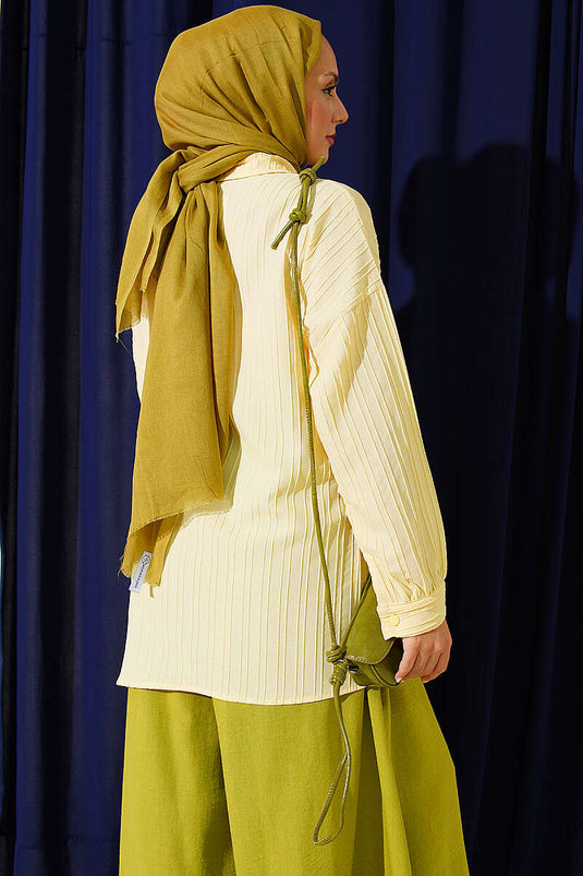 Chemise Rayée À Nœud Jaune