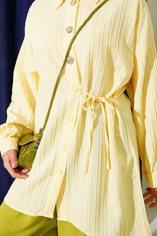 Chemise Rayée À Nœud Jaune
