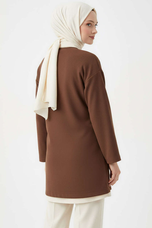 Veste en cachemire à nouer sur le côté marron