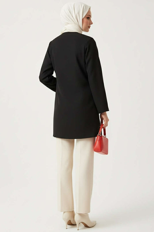 Veste en cachemire à nouer sur le côté noire