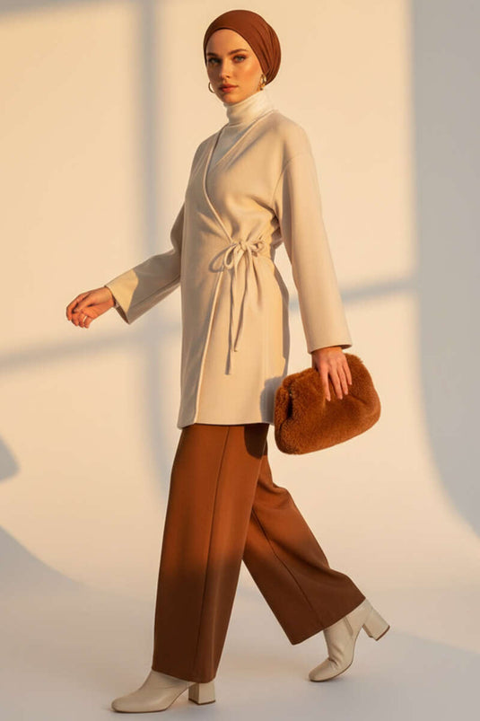 Veste en cachemire à nouer sur le côté Stone