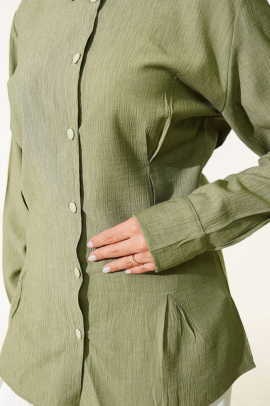 Chemise Plissée Latérale Vert Menthe