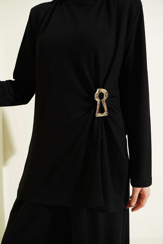 Ensemble double Loyşa avec détail froncé Yan noir