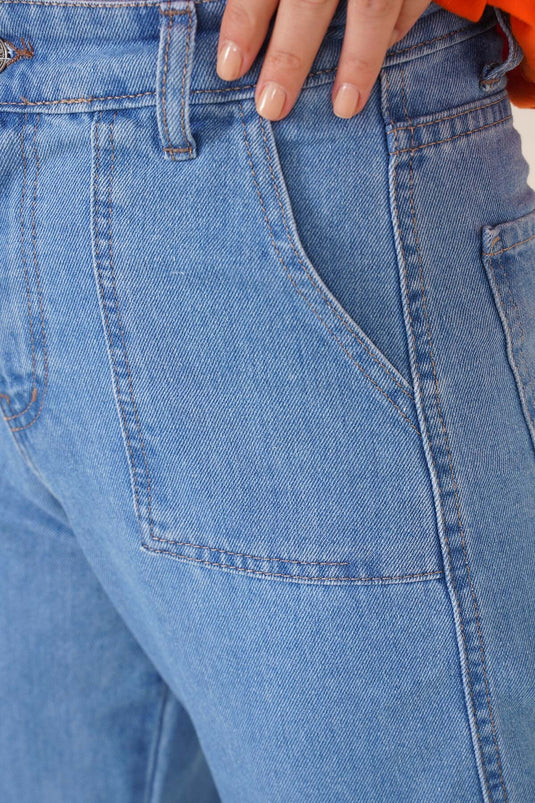 Side Pocket Cargo Pants Light Blue