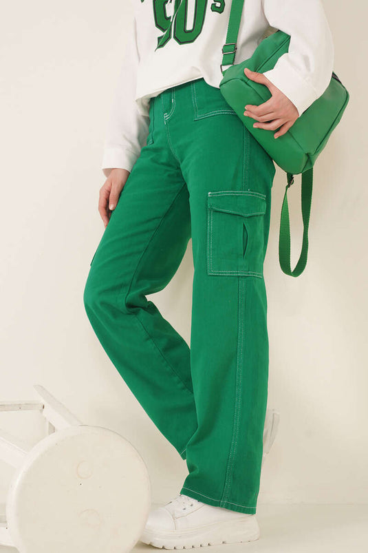 Pantalon Cargo Poche Latérale Vert