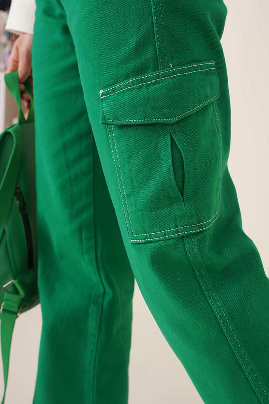Pantalon Cargo Poche Latérale Vert