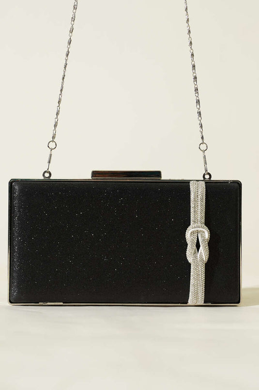 Evening Bag with Thread Knot Detail Black