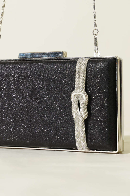 Evening Bag with Thread Knot Detail Black