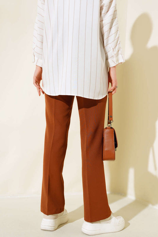 بنطلون بسحاب جانبي تان