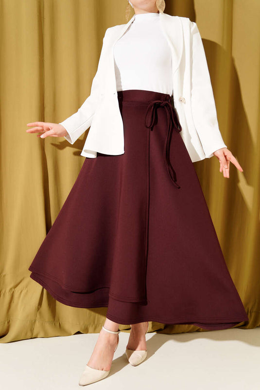 Jupe de plongée bordeaux à nouer sur le côté