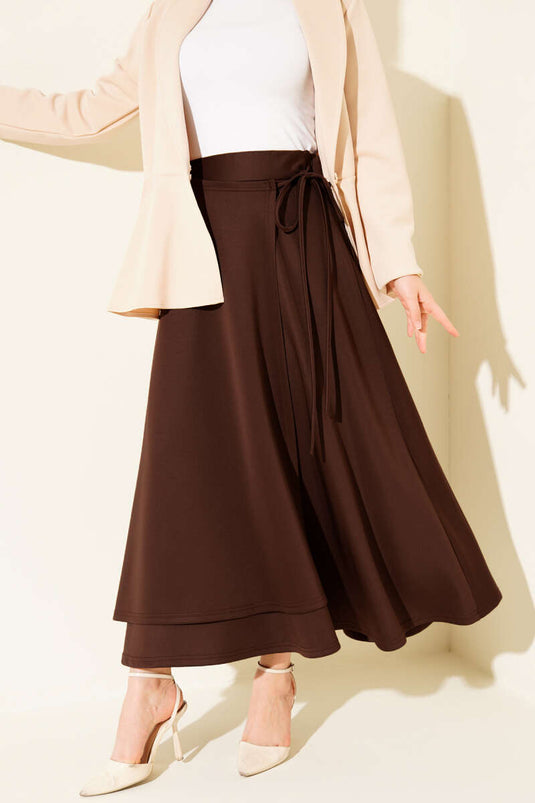Jupe de plongée marron à nouer sur le côté