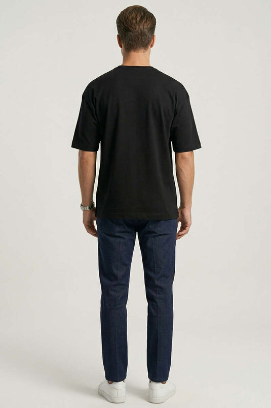 Side Slit Basic Men's T-Shirt Black