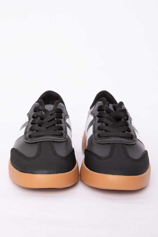 Baskets de sport noires avec détail de bande latérale Yan