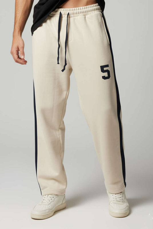 Pantalon de survêtement pour homme avec bande latérale, beige