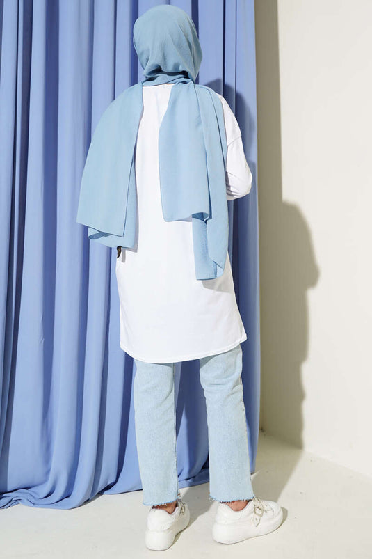 Yan Yırtmaçlı Basic Tunik Beyaz