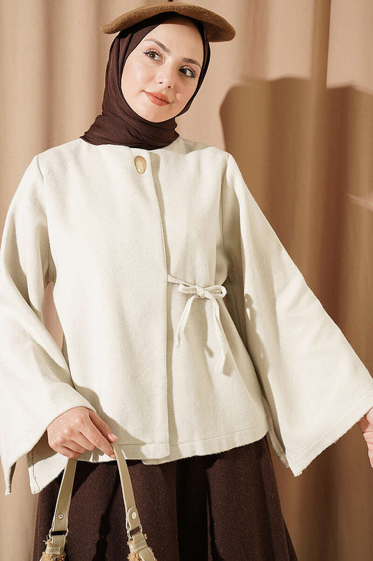 Giacca Beige Con Fiocco Laterale E Maniche Spagnole