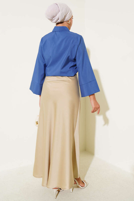 Side Tie Detail Short Shirt Indigo