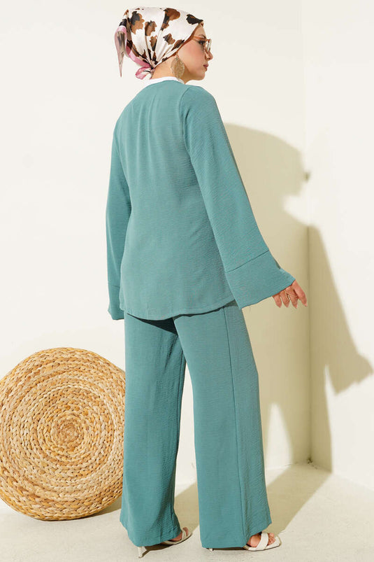 Conjunto de dos piezas Ayrobin con lazo lateral, color menta