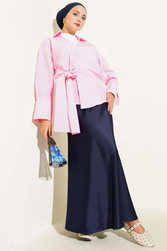 Yandan Bağlamalı Bluz Pembe