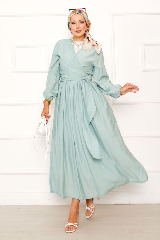 Side Tie Bolero Skirt Suit Mint