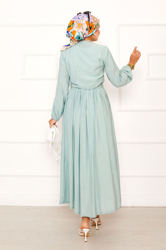 Side Tie Bolero Skirt Suit Mint