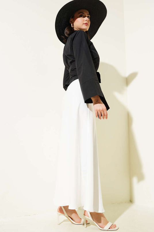 Side Tie Cross Button Short Shirt Black