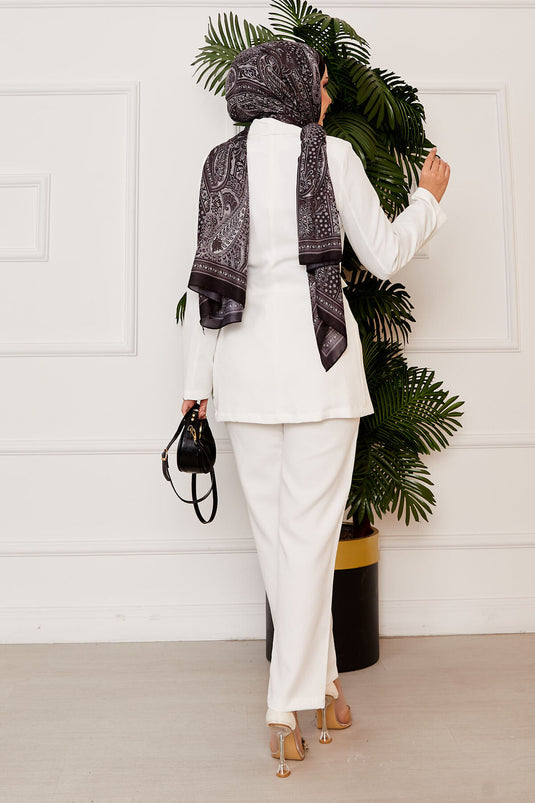 Side Tie Jacket Set White