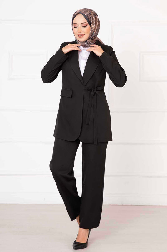 Ensemble veste à nouer sur le côté noir