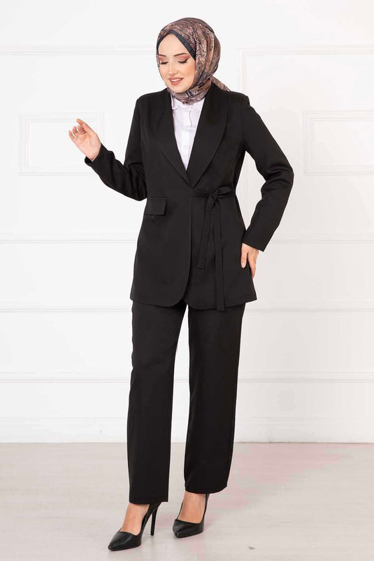 Ensemble veste à nouer sur le côté noir