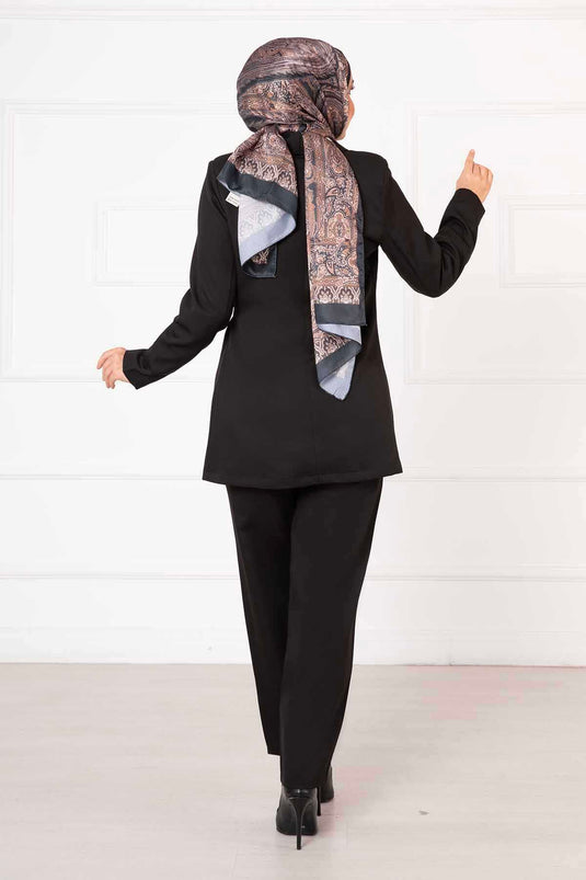 Ensemble veste à nouer sur le côté noir