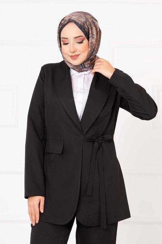 Ensemble veste à nouer sur le côté noir