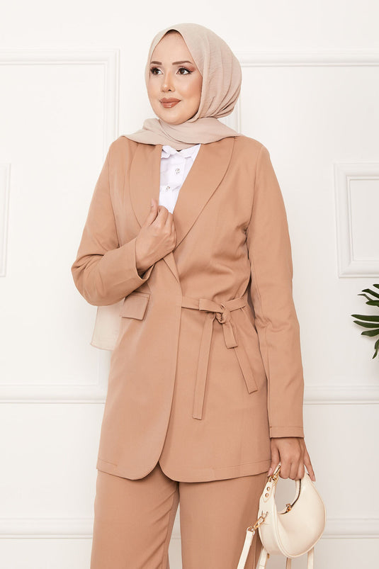 Side Tie Jacket Set Mink
