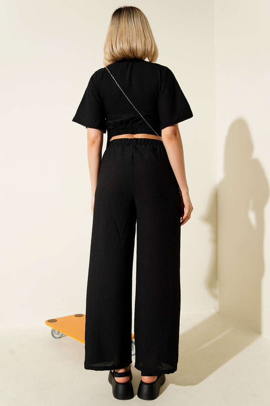 Ensemble court à nouer sur le côté, deux pièces, noir