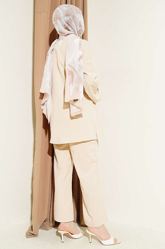 Ensemble double à nouer sur le côté beige