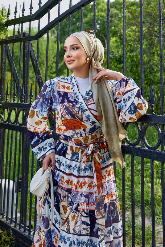 Costume en viscose à jupe et motifs noués sur le côté, bleu marine