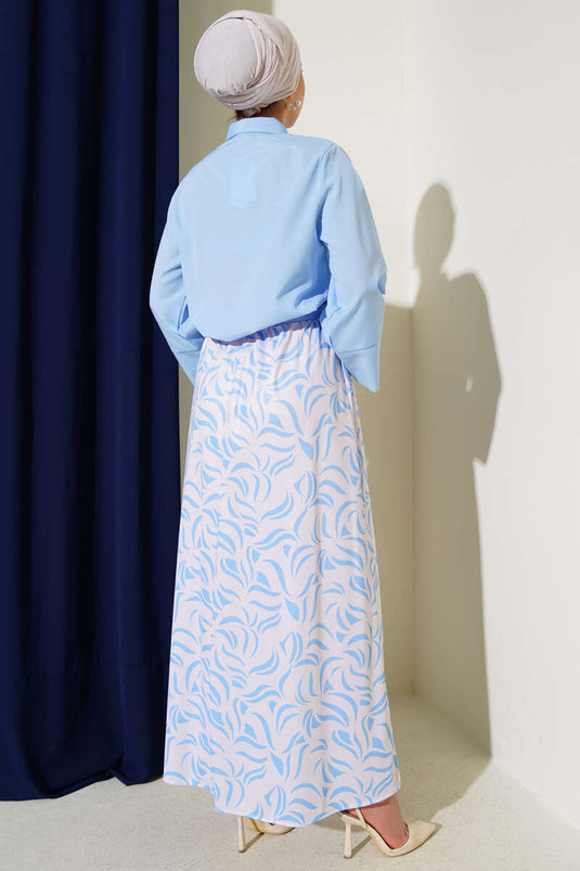 Side Tie Skirted Two Piece Set Baby Blue