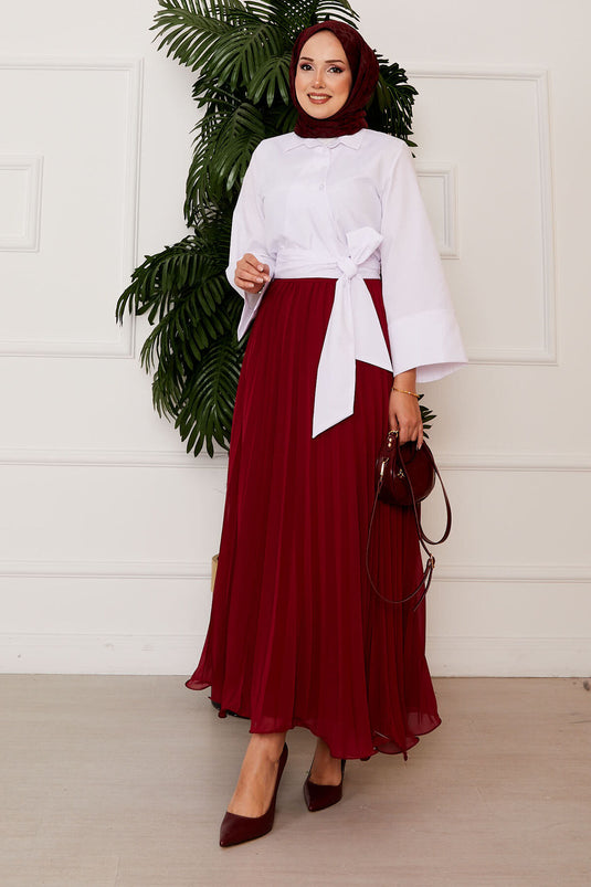 Chemise blanche à manches larges et lien latéral