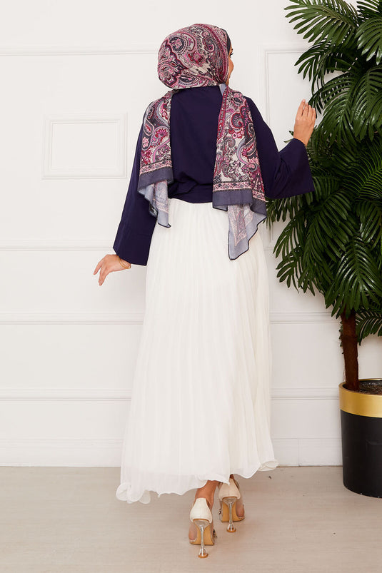 Chemise à manches larges nouée sur le côté bleu marine