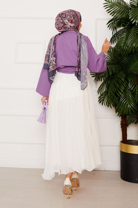 Chemise à manches larges nouée sur le côté violette