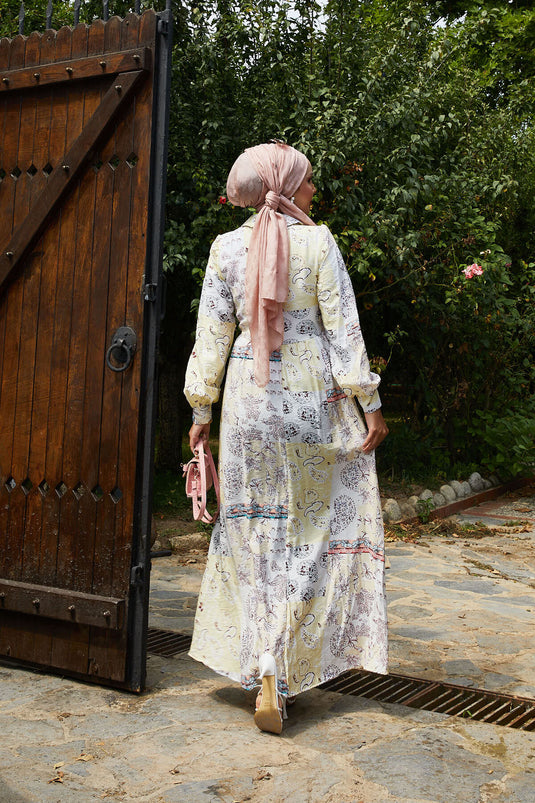 Side Tie Shirt Collar Dress Yellow