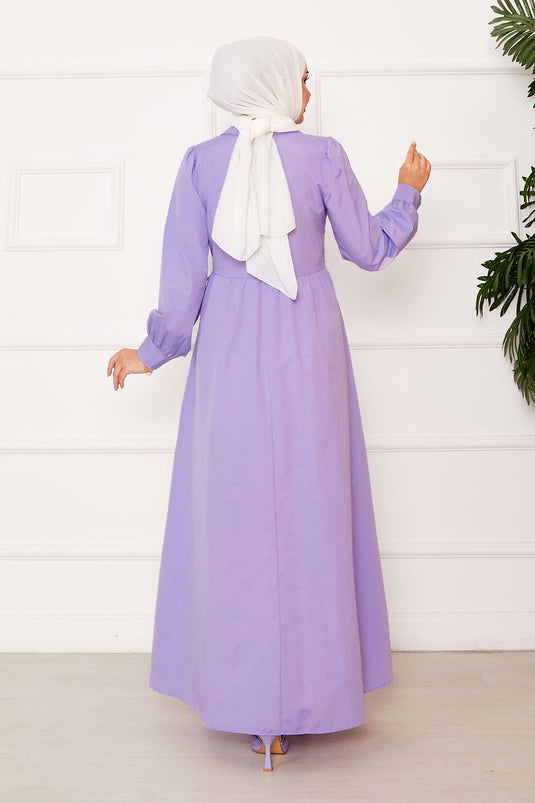 Side Tie Shirt Collar Dress Lilac